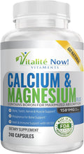 Calcium Magnesium Supplement with Vitamin D - 10 Forms of Calcium 1000mg for Maximum Absorption - Bone Strength Support with Boron and Phosphorus - 240 Capsules - 2 Month Supply