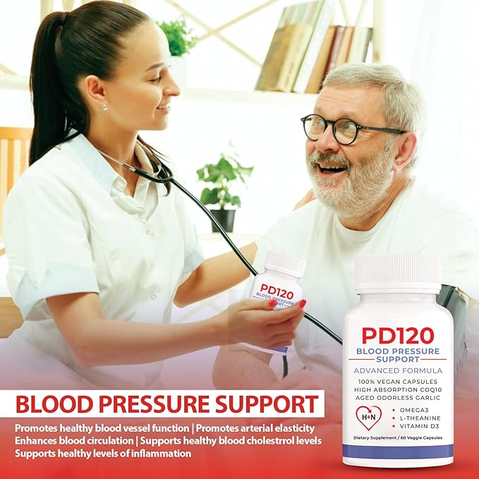 Natural Blood Pressure Support Supplement: 8-in-1 Formula With Black Odorless Garlic High-absorption CoQ10 (pack of 3)