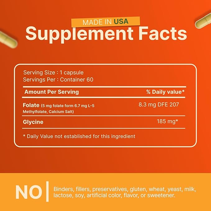 INVITA L-Methylfolate 5mg – Physician Formulated Active Methyl Folate - 5-MTHF Supplement for Energy Mood &amp Brain Health Support - Non GMO Gluten Free 90 Capsules (3 Month Supply)