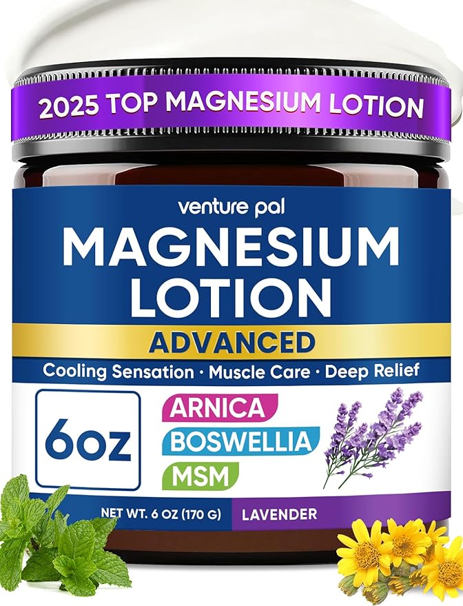 Venture Pal Magnesium Lotion + Calming Powdered Drink Mix - Sleep &amp Relaxation - Vegan &amp On The Go