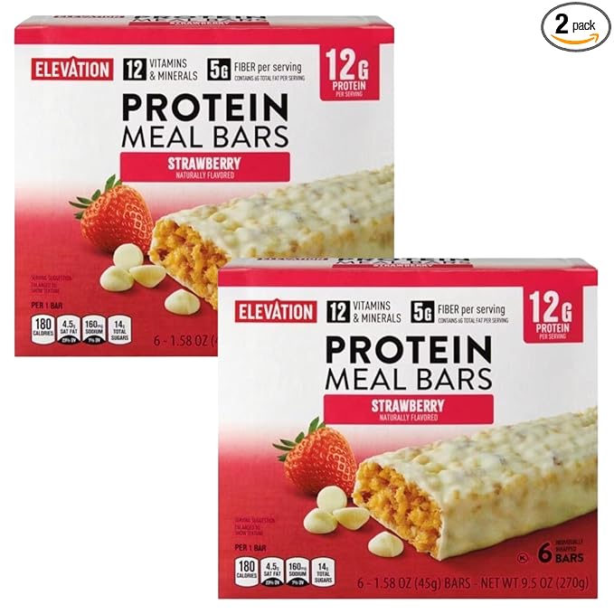 2-PACK Irresistible Delicious Strawberry Protein Meal Bars! Soft &amp Chewy Yogurt-Covered 12g Protein! Fuel Your Day with This 12-Pack of Pure Bliss!
