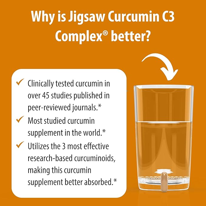 Jigsaw Health Curcumin C3 Complex | Curcumin Capsules Antioxidant Support | 60 Capsules | 60 Servings