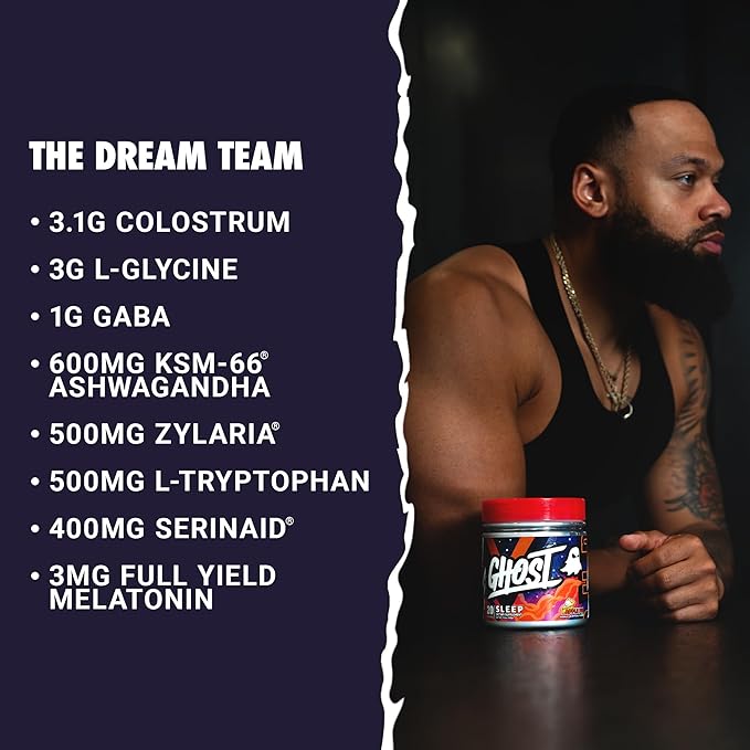 GHOST Sleep Dietary Supplement Apple Pie - Recovery &amp Rest with Premium Ingredients Including Melatonin Colostrum &amp Ashwagandha - Supports Sleep Quality - Gluten-Free &amp Sugar-Free