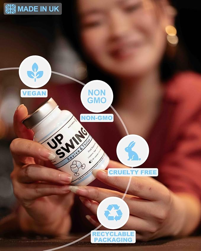 Upswing Pre &amp Post Drinking Supplement Liver Support for Better Mornings Party Recovery &amp Prevention with L-Cysteine HCL Vitamin Bs Vitamin C- 60 Power Pack