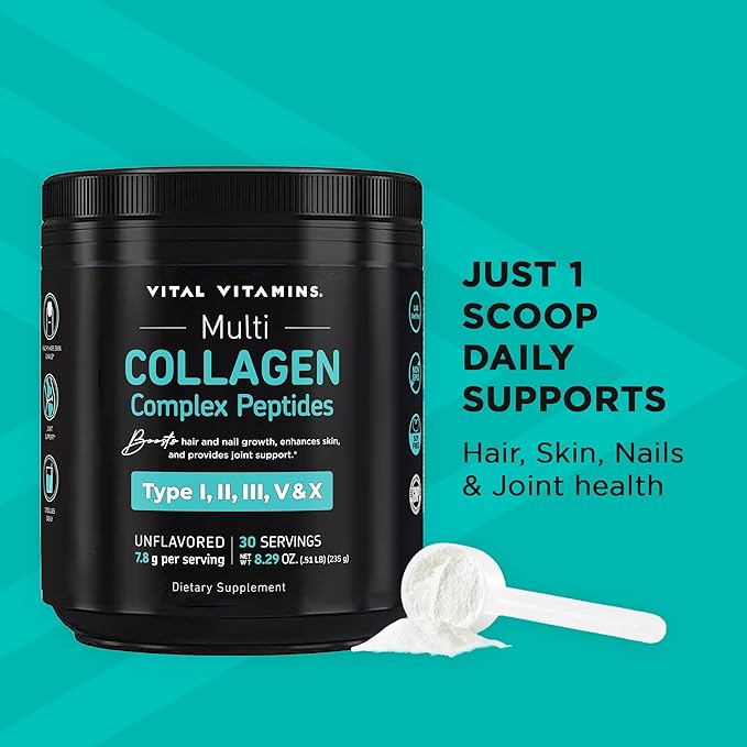 Vital Vitamins Multi Collagen Peptides Powder + Colostrum Capsules with Vitamin C Zinc