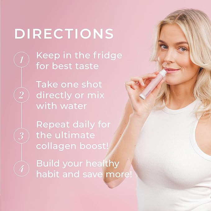 Swedish Collagen Deluxe | 12500 mg Hydrolyzed Marine Collagen Liquid Supplement - 30 x 25 ml Daily Shots | Hyaluronic Acid Biotin and Vitamin C for Healthy Hair Skin Nails and Joints | Sugar-Free