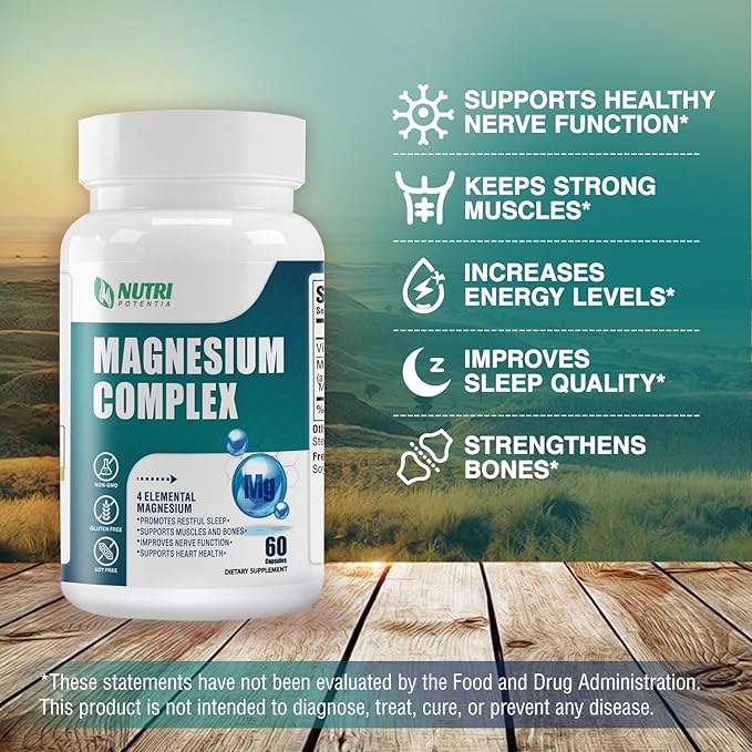 Magnesium Complex Supplement &amp Sea Moss Black Seed Oil Ashwaga - Immune Bone Heart Muscle &amp Nervous System Support