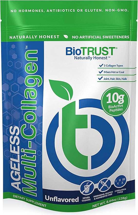 BioTrust Ageless Multi Collagen 5-in-1 Protein Powder (Unflavored) BlenderBottle Bundle