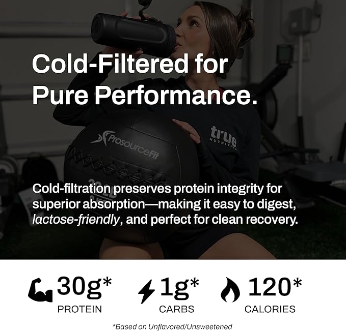 True Nutrition Whey Protein Isolate Powder - Cold-Filtered 27g Protein per Serving - Supports Muscle Growth &amp Recovery - Keto Gluten Free Lactose Free Non-GMO - French Vanilla - 1lb