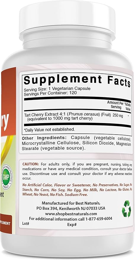 Tart Cherry Extract 1000 mg &amp Turmeric Curcumin 1500mg/Serving with Bioperine