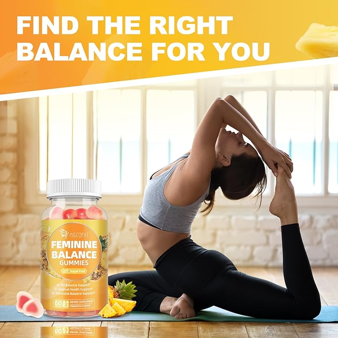 Premium Feminine Balance Gummies Women’s Health Probiotics - 100 Billion CFU Probiotics - Immune Support Gut Health Hormone Balance PH Balance Vitality Pineapple Flavor 60 Count
