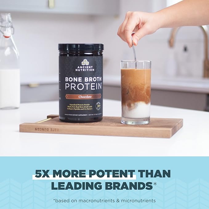 Ancient Nutrition Bone Broth Protein Powder Salted Caramel 20 Servings + Bone Broth Protein Powder Chocolate 20 Servings
