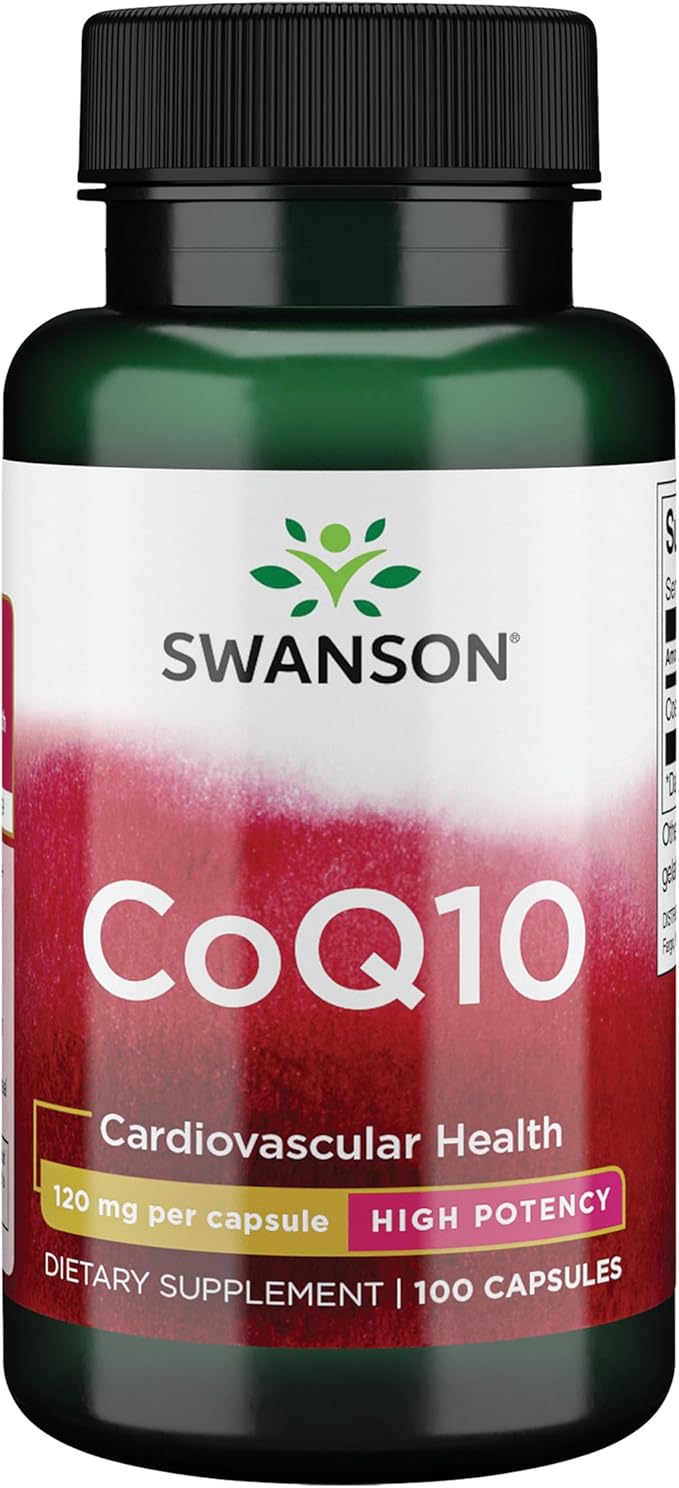 Swanson CoQ10 - Helps Promote Heart Health Energy Support &amp Aids Overall Cardiovascular System Health - Helps Maintain Coenzyme Q10 Supplement - (100 Capsules 120mg Each)