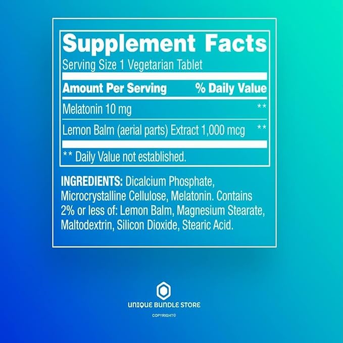 Unique Bundle Store Spring Valley melatonin 10mg 120 Tablets with Lemon Balm Extract Dietary Supplement for Sleep and Immune System Support - 7 Day Pill Organizer Included (Pack of 3 (360 CT))