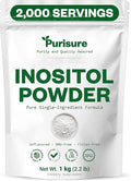 Purisure Inositol Powder 1 kg Fertility Hormonal Balance and Ovarian Support Pure Inositol Powder Inositol Supplement to Support Energy and Brain Wellness Vegan Non-GMO 2000 Servings