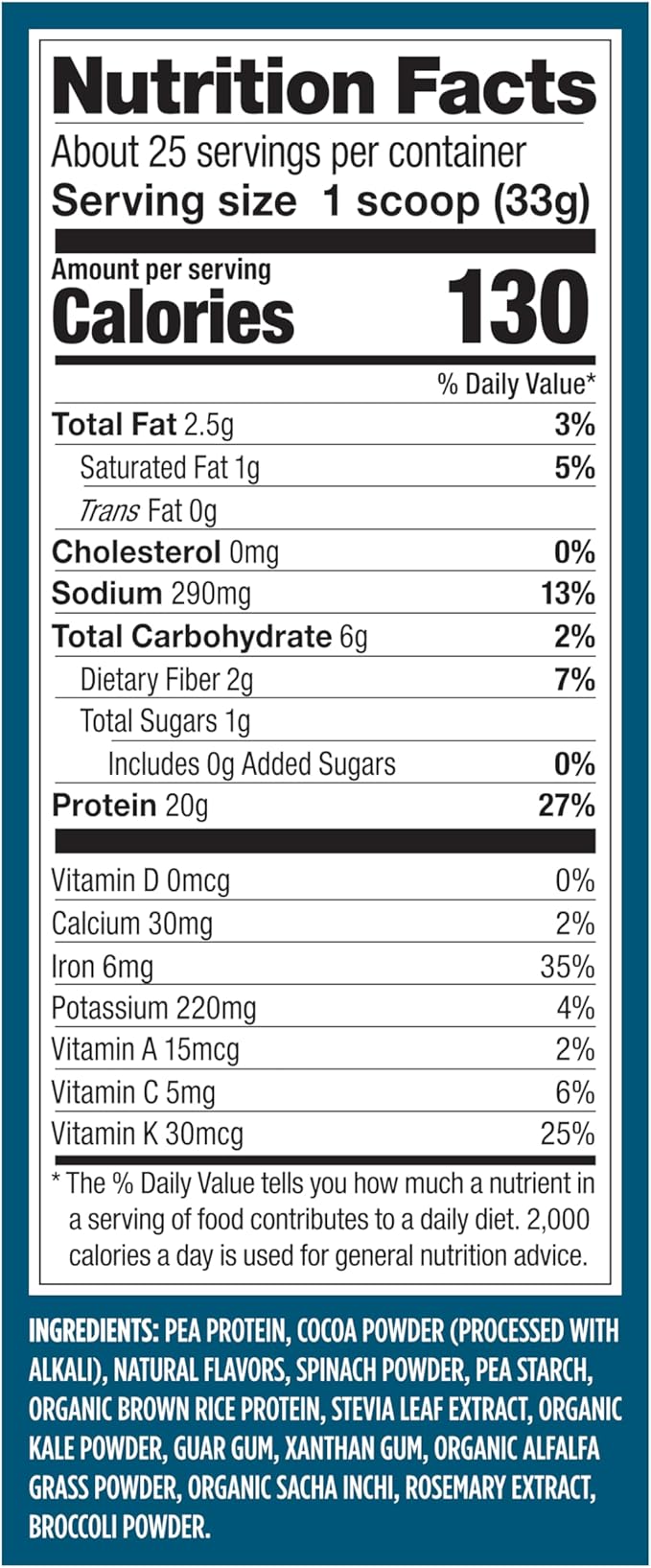 Vega Protein + Supergreens - 20g Plant-Based Protein Chocolate 25 Servings Real Greens &amp Veggies Vegan Keto 0g Added Sugar Non-GMO 1.8lbs (Packaging May Vary) (Pack of 12)