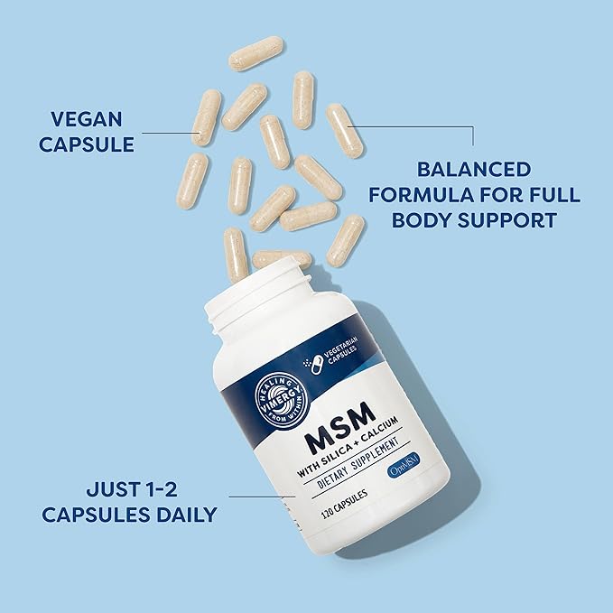 Vimergy MSM with Silica + Calcium Capsules 120 Servings – Supports Bone Health – Promotes Hair &amp Nail Health – Non-GMO Gluten-Free Kosher Soy-Free Corn-Free Vegan &amp Paleo Friendly