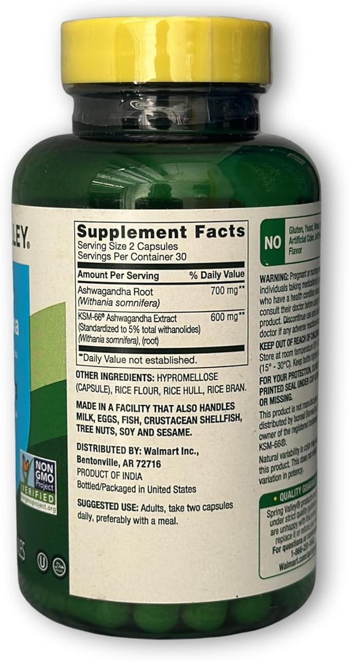 Ashwagandha ksm 66 1300mg- Capsules Extra Strength 60ct (Pack of 1) Boxed By Fusion Shop Store