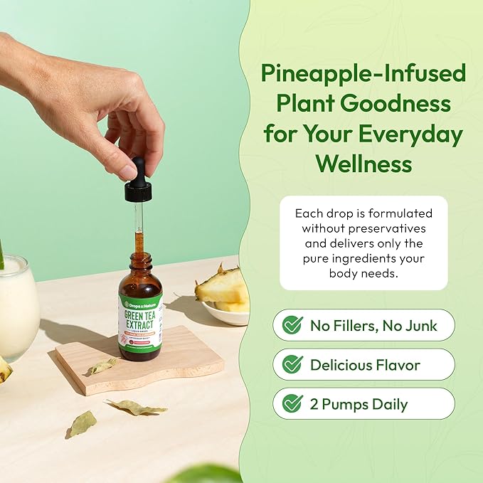Drops Of Nature Magnesium Glycinate &amp Ashwagandha Drops (Mixed Berry 60mL) &amp Green Tea Extract Liquid Drops (Pineapple 60mL) – Vegan Non-GMO Fast Absorbing – Balanced Energy Daily Clarity