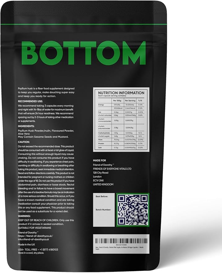 Bottom Fiber Supplement for Effortless Prep Time - Helps Promote Digestive Regularity - Psyllium Husk Based - for Men Who Bottom 90 Capsules