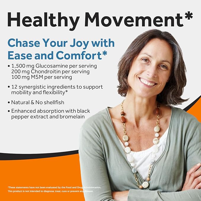 Doctor's Recipes Glucosamine Chondroitin MSM Turmeric Quercetin Movement Support Supplement for Men &amp Women with Black Pepper for High Absorption Mobility &amp Flexibility No Shellfish 240 T