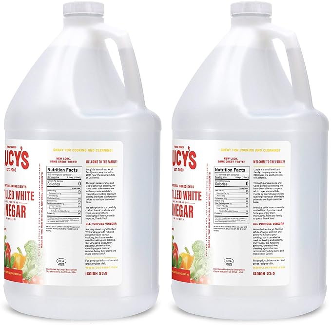Lucy's Family Owned - Natural Distilled White Vinegar 1 Gallon 128oz. (Pack of 2)
