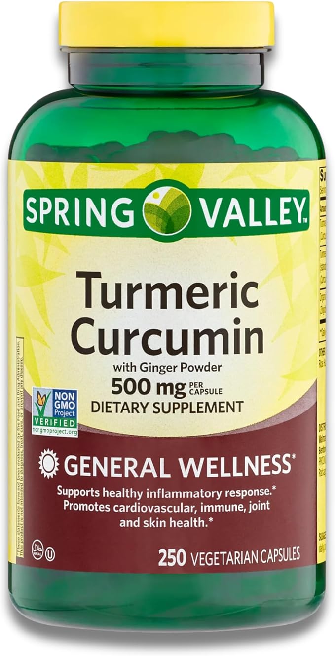 KP+ Turmeric Curcumin with Ginger Powder 500 mg | 250 Veg Capsules | Pack of 1