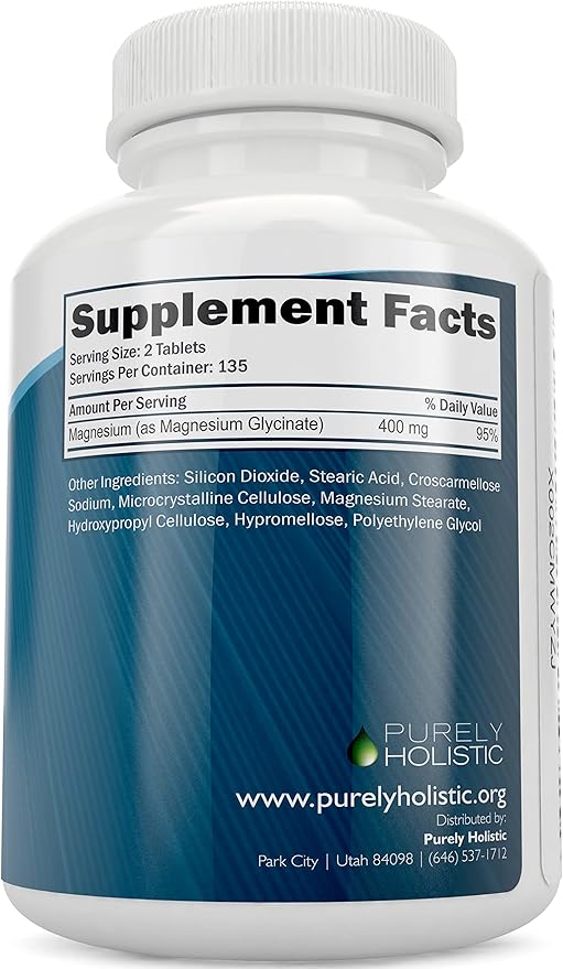 Magnesium Glycinate 400mg + Ashwagandha 1300mg - Vegan Bundle - 270 Tablets &amp 180 Capsules - Made in USA