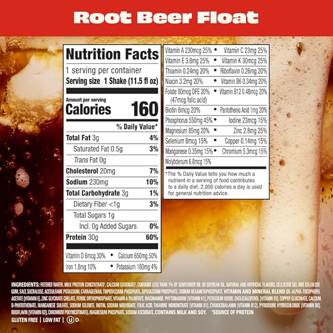 Premier Protein Shake LIMITED EDITION Root Beer Float 30g Protein No Added Sugar 24 Vitamins &amp Minerals to Support Immune Health 11.5 fl oz 12 Pack