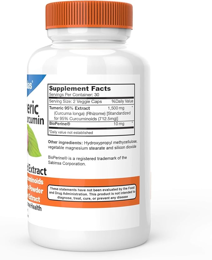 DrFormulas 30x Turmeric Curcumin Extract 1500mg Capsules with Black Pepper | 30x Stronger Than Regular Turmeric Powder 60 Capsules
