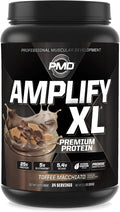 PMD Sports Amplify XL Premium Whey Protein Supplement Hydro Greens Blend - Glutamine and Whey Protein Matrix with Superfood for Muscle Strength and Recovery - Toffee Macchiato (24 Servings)