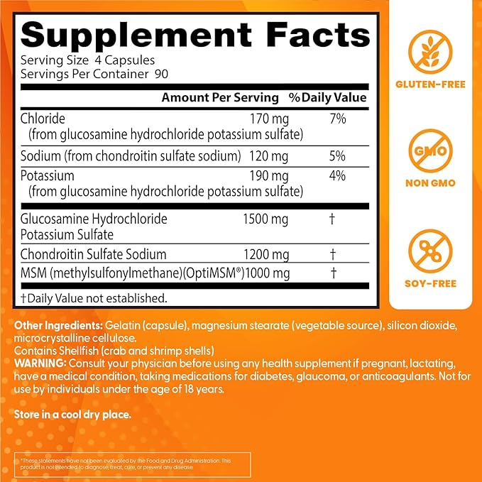 Doctor's Best Glucosamine Chondroitin Msm with OptiMSM Capsules Joint Support Supplement Supports Healthy Joint Structure Function &amp Comfort Non-GMO Gluten Free Soy Free 360 Count