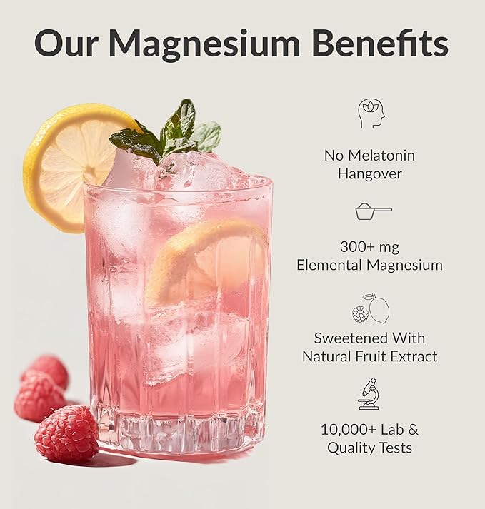 BIOptimizers Magnesium Breakthrough Drink - 8 Forms of Magnesium Electrolytes Sleep Health Stress Muscle Recovery Heart Support | Glycinate Citrate Malate- Raspberry Lemon