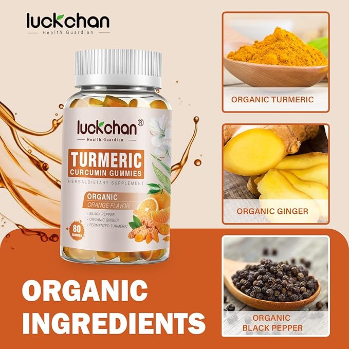 Turmeric and Ginger Gummies (2 Pack) - Turmeric Curcumin with Black Pepper &amp Ginger Supplements for Immune Support Healthy Skin - Vegan Turmeric Gummies for Adults - Gluten Free Low Sugar