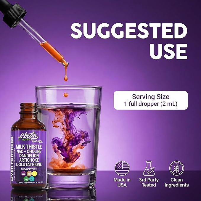 Clean Nutraceuticals Milk Thistle NAC Liver Cleanse Detox &amp Repair Supplement Liver Support Liquid Drops with Dandelion Extract Artichoke Chanca Piedra Choline L-Glutathione Burdock Schisand