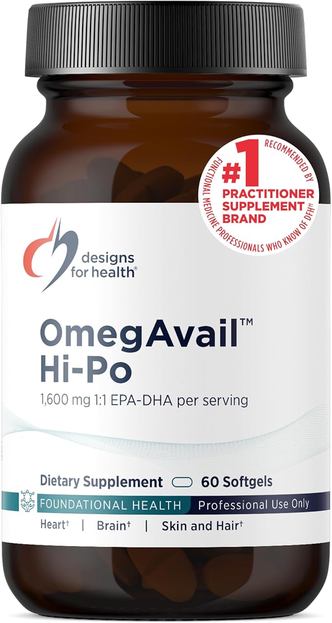 Designs for Health OmegAvail Hi-Po - TG (Triglyceride) Omega-3 Fish Oil Supplement 1600mg EPA/DHA per Serving with Lemon + Vitamin E to Minimize Fishy Taste (60 Softgels)