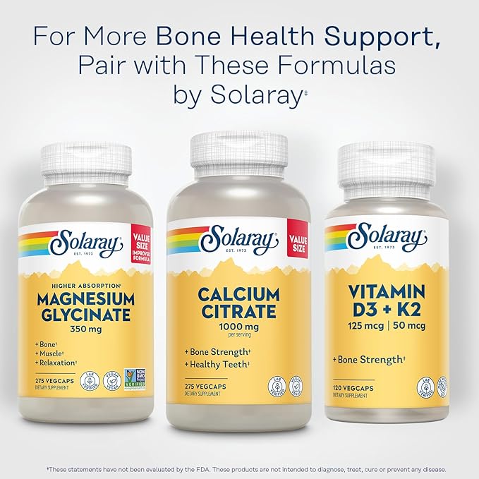 Solaray Calcium Citrate 1000mg - Chelated Calcium Supplement - Supports Bone Strength and Healthy Teeth - Easy to Digest - 60-Day Guarantee Vegan - 68 Servings 275 VegCaps
