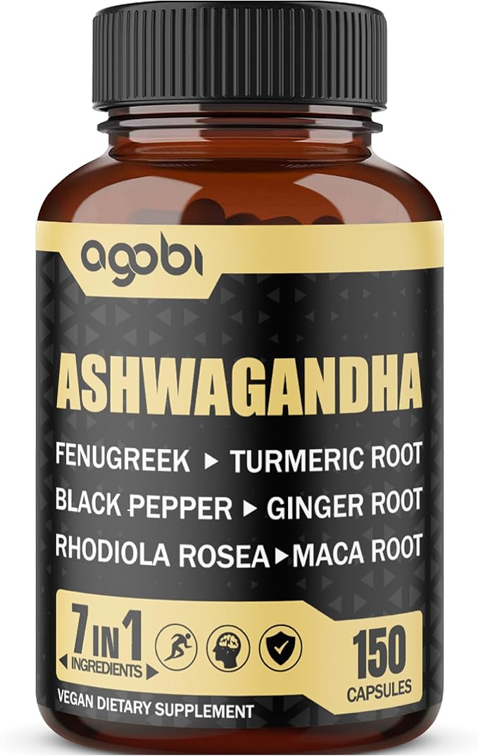 Ashwagandha Extract Capsules 7 Herbal Ingredients 8050 mg - Blended Fenugreek Maca Turmeric Rhodiola Ginger &amp Black Pepper - Sleep Spirit Immune &amp Energy Support - 5-Month Supply