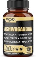 Ashwagandha Extract Capsules 7 Herbal Ingredients 8050 mg - Blended Fenugreek Maca Turmeric Rhodiola Ginger &amp Black Pepper - Sleep Spirit Immune &amp Energy Support - 5-Month Supply