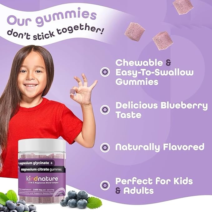 KINDNATURE Power Duo: Magnesium &amp Vitamin B1 Gummies Bundle – Enhanced Energy &amp Nerve Support Delicious &amp Chewable