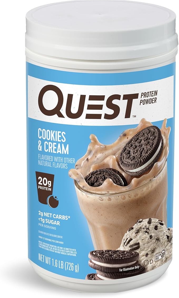 Quest Vanilla Milkshake 24g Protein 3 Pound and Cookies &amp Cream 20g Protein 1.6 Pound Protein Powders