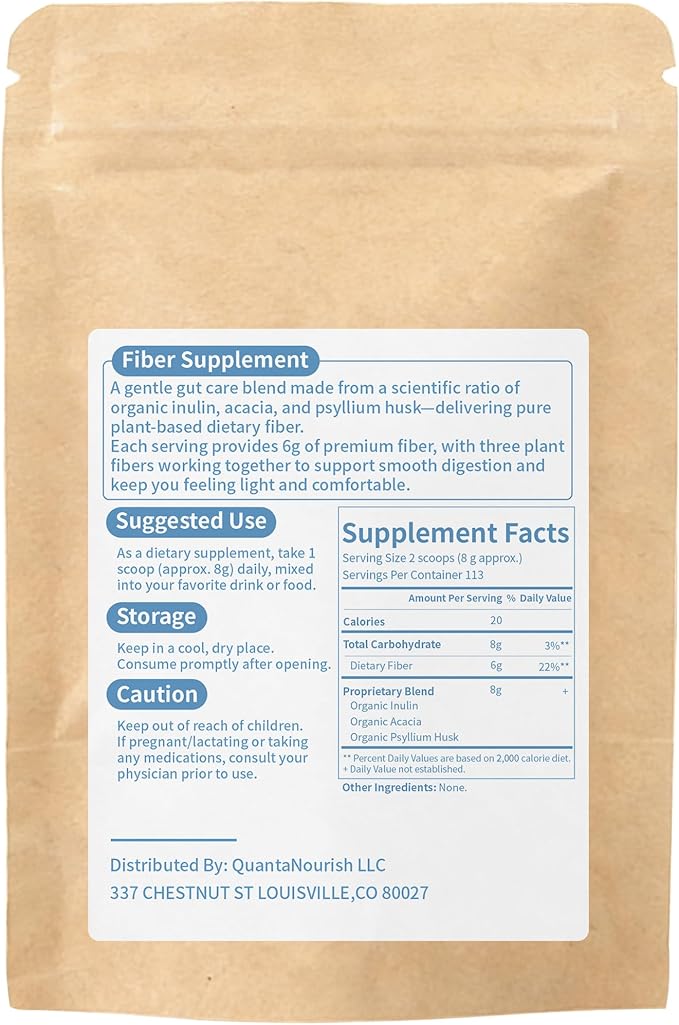 BuddyEver Digestive Powder 8oz Prebiotic Fiber Blend Chicory Root Inulin Acacia &amp Psyllium Husk Soluble Daily Fiber Supplement for Digestive &amp Gut Health