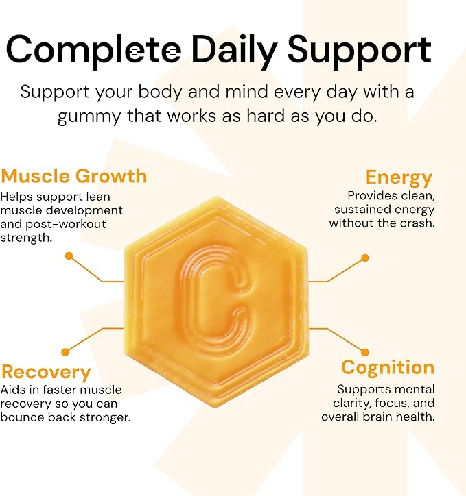Create Creatine Monohydrate Gummies for Men &amp Women Boost Focus Strength and Endurance Anti-Melting Formula Vegan Gluten-Free Non-GMO 1.5g of Creatine per Gummy (Orange)