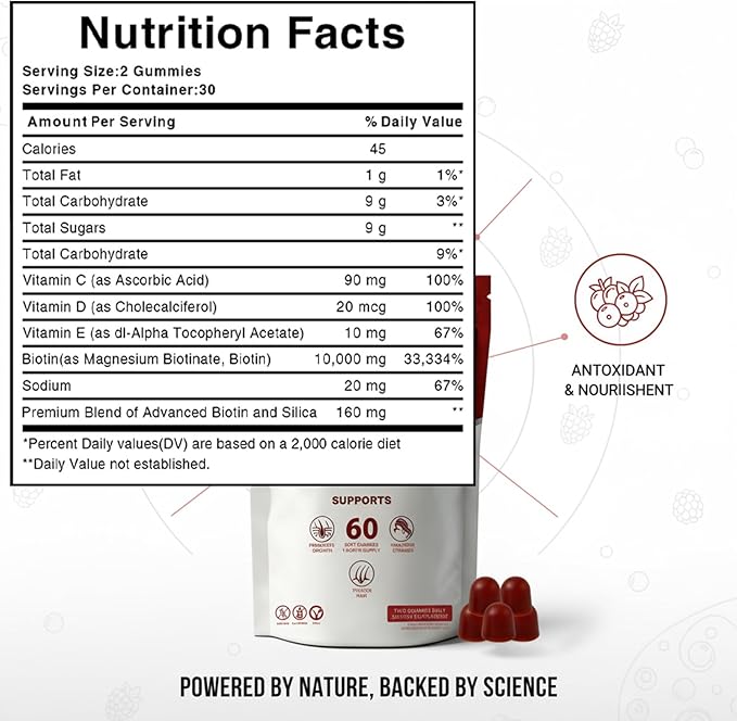 Growth Gummies for Black Women 60 Vegan Gummies Daily Hair Nourishment with Biotin Collagen &amp Botanical Extracts Supports Healthy Hair Growth &amp Strength