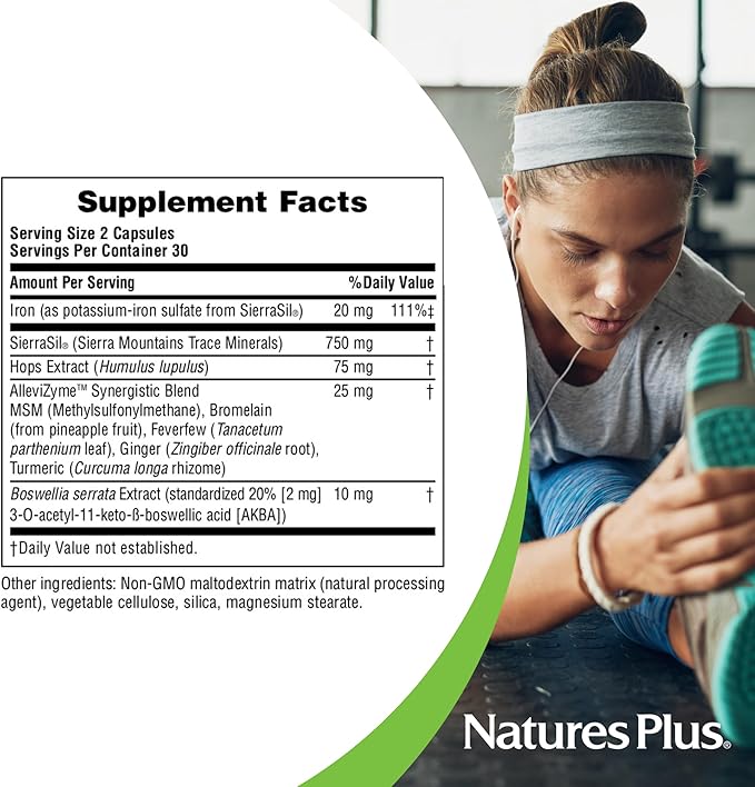 NaturesPlus Ultra InflamActin - 60 Capsules - Natural Anti-Inflammatory Supplement with Turmeric Bromelain MSM Boswellia &amp Ginger - Joint Health Support - 30 Servings