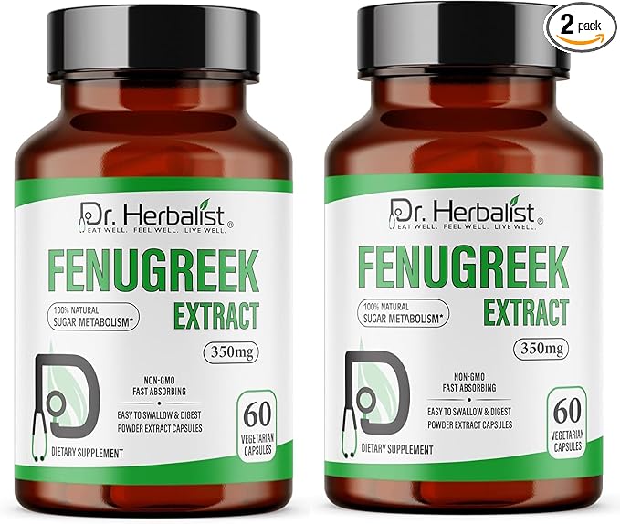Dr. HERBALIST Extract 450mg 60 Capsules - 10:1 Extract = 4500mg Concentrated and Standardized Plant-Based Supplement for Wellness &amp Balance | Vegan-Friendly Non-GMO (2 Fenugreek)