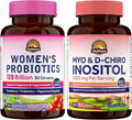 Vitalitown Women's Complete Health Bundle - Probiotics 120 Billion CFUs 30 Strains + Cranberry + Myo-Inositol &amp D-Chiro Gut Health Vaginal Health &amp Hormone Balance Support Vegan