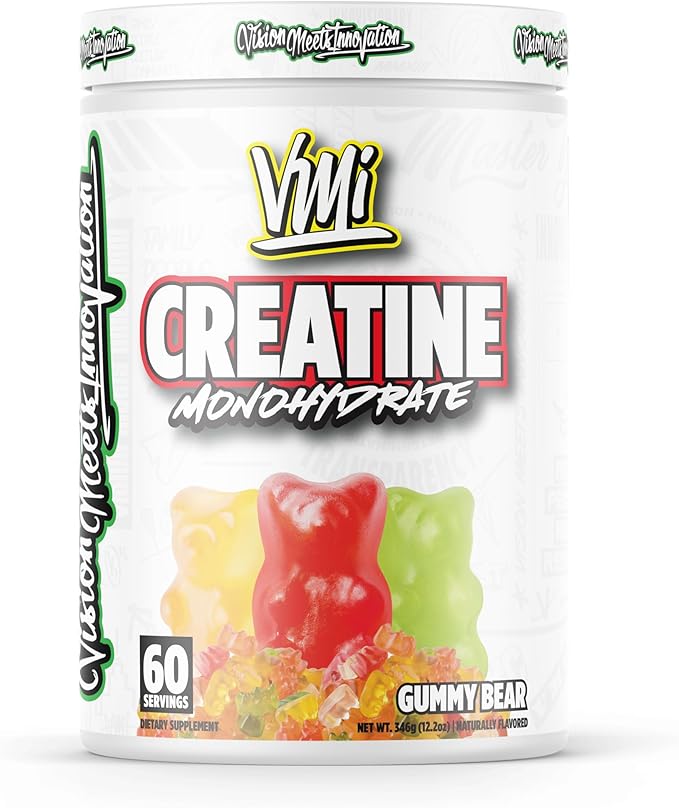 VMI Sports Creatine Monohydrate Powder Muscle Mass – Strength – Size – Power | 5 Grams per Serving (60 Servings Gummy Bear)