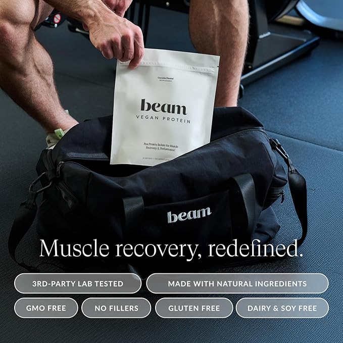 Beam Vegan Protein Powder – Organic Pea Protein Isolate 20g Plant-Based Protein per Serving Third-Party Tested No Added Sugar Dairy Free Soy Free Gluten Free 20 Servings Chocolate