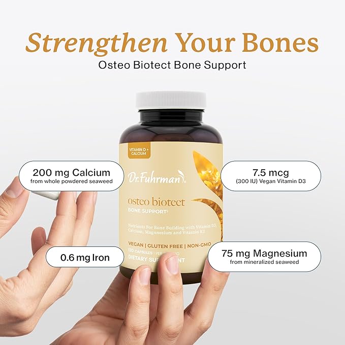 Dr. Fuhrman Osteo Bone Health Supplement | Wholefood ostSupplement for Women &amp Men | Vitamin for Bone Density | Organic Vitamin D3 Calcium Magnesium &amp K2 | Natural Ingredients | 120 Caps